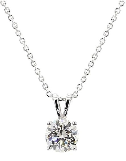 3 Carat TW GIA Certified Round Cut Lab Grown Diamond Pendant Necklace 18" 14K White Gold D-E Color, VVS-VS Clarity