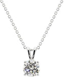 3 Carat TW GIA Certified Round Cut Lab Grown Diamond Pendant Necklace 18" 14K White Gold D-E Color, VVS-VS Clarity