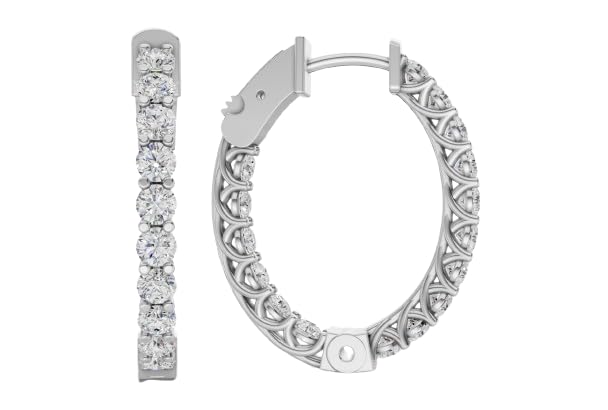 14K White Gold 2 Carat TW Certified Round Lab Grown Diamond Solitaire Hoop Earrings for Women - G-H Color, VVS-VS Clarity - Perfect Jewelry Gift