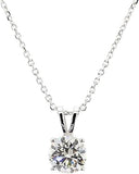 1 Carat TW IGI Certified Round Cut Lab Grown Diamond Pendant Necklace 18" 14K White Gold - D-E Color, VVS-VS Clarity 4 Prong (3.00, carats)