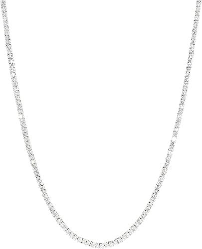 Round Cut Lab-Grown Diamond Tennis Necklace for Women, 18" Length, 26 Carats, 14K White Gold, F-G Color, VVS-VS Clarity  Elegant Jewelry Gift.