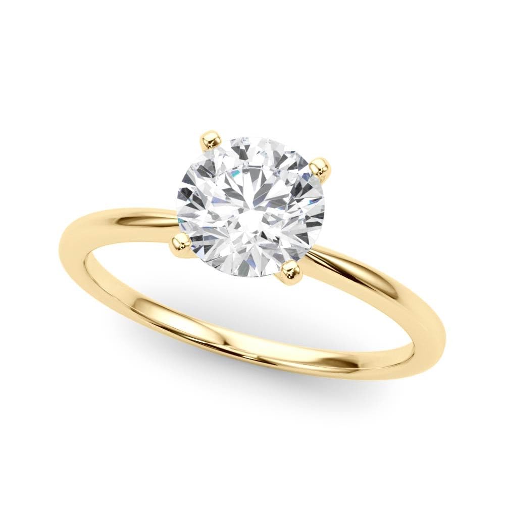 14K Yellow Gold Lab Grown Solitaire Round Cut IGI CERTIFIED Diamond Engagement Ring - Jewelry Gift for Womens or Birthday, Wedding (4 Carat TW D-E Color VVS-VS Clarity)(Ring Size: 5.5)