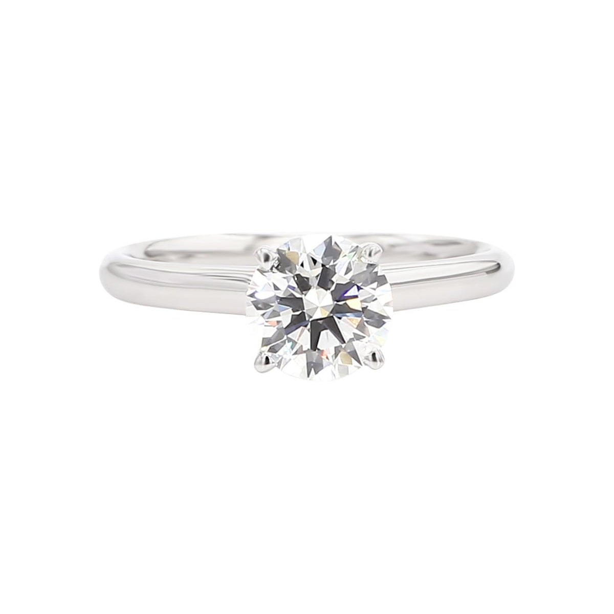 Round Shape Lab Grown Diamonds 1 Carat TW Solitaire Ring for Women in 14K White Gold, 4 Prong Rings for Engagement, Wedding, Gift or any Occasion Size 7 Color F-G, Clarity VVS-VS