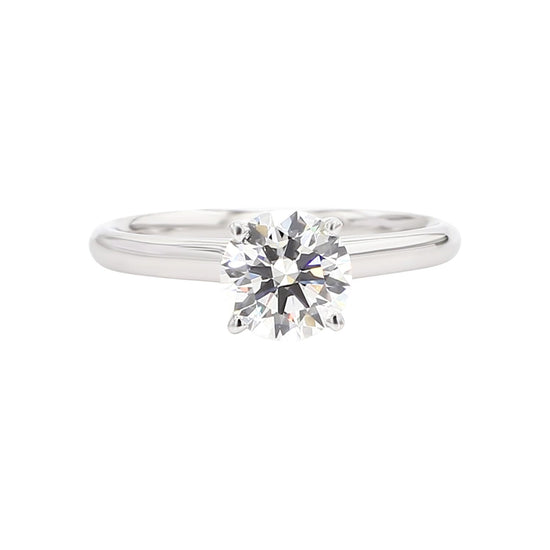 Round Shape Lab Grown Diamonds 1 Carat TW Solitaire Ring for Women in 14K White Gold, 4 Prong Rings for Engagement, Wedding, Gift or any Occasion Size 7 Color F-G, Clarity VVS-VS