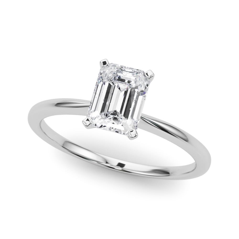 14K White Gold Lab Grown Solitaire Emerald Cut IGI CERTIFIED Diamond Engagement Ring - Jewelry Gift for Womens or Birthday, Wedding (5 Carat TW D-E Color VVS-VS Clarity)(Ring Size: 9.5)