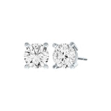 14K White Gold IGI Certified Lab Grown Diamond Solitaire Stud Earrings for Women 1 Carat Secure Push Back 4 Prong Round, D-E Color, VVS-VS Clarity