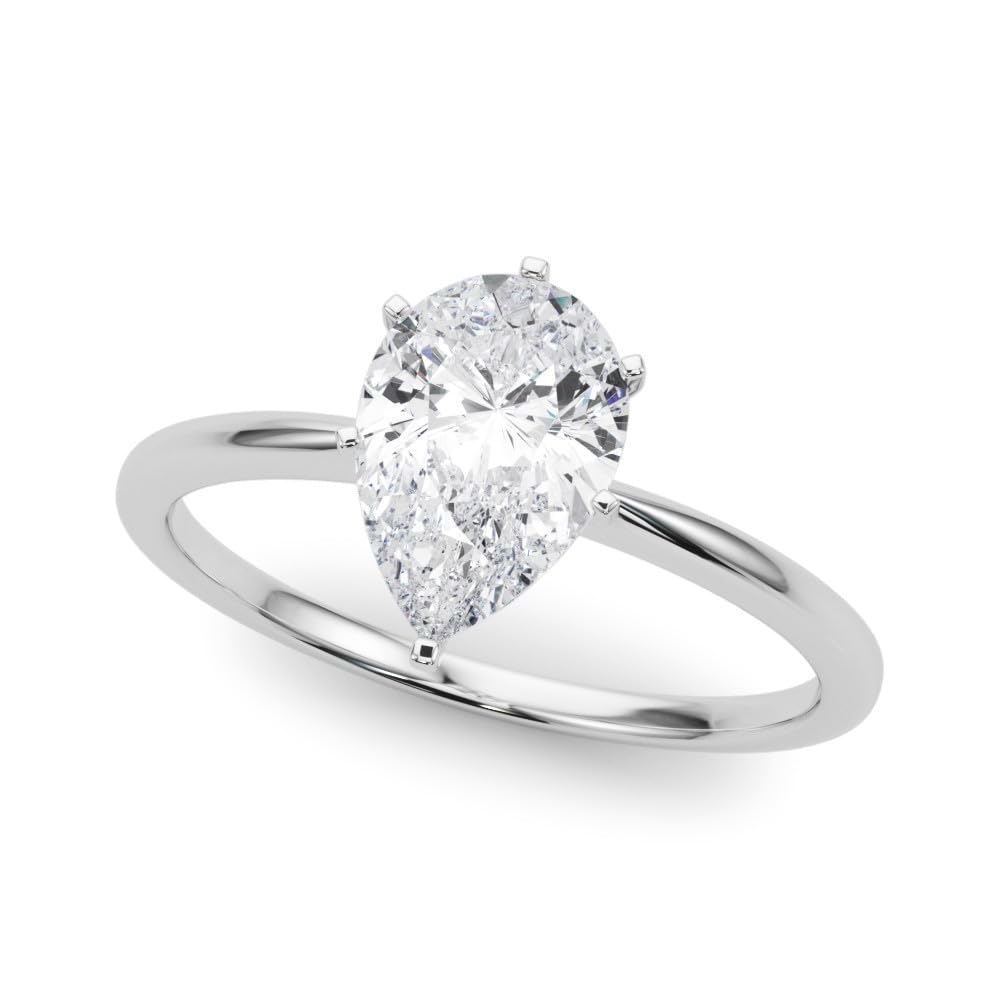 14K White Gold Lab Grown Solitaire Pear Cut IGI CERTIFIED Diamond Engagement Ring - Jewelry Gift for Womens or Birthday, Wedding (2 Carat TW D-E Color VVS-VS Clarity)(Ring Size: 8)