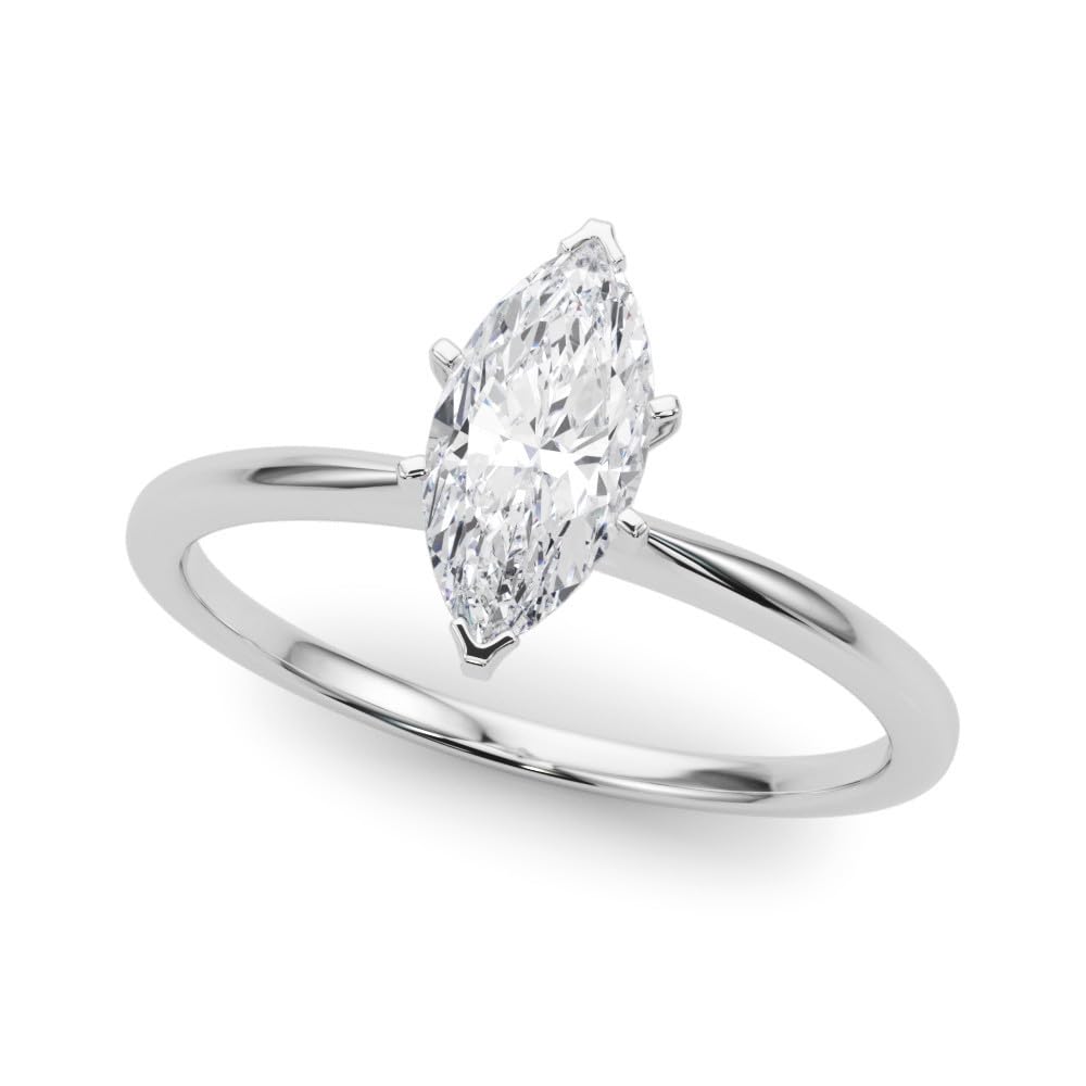 14K White Gold Lab Grown Solitaire Marquise Cut IGI CERTIFIED Diamond Engagement Ring - Jewelry Gift for Womens or Birthday, Wedding (5 Carat TW D-E Color VVS-VS Clarity)(Ring Size: 4.5)
