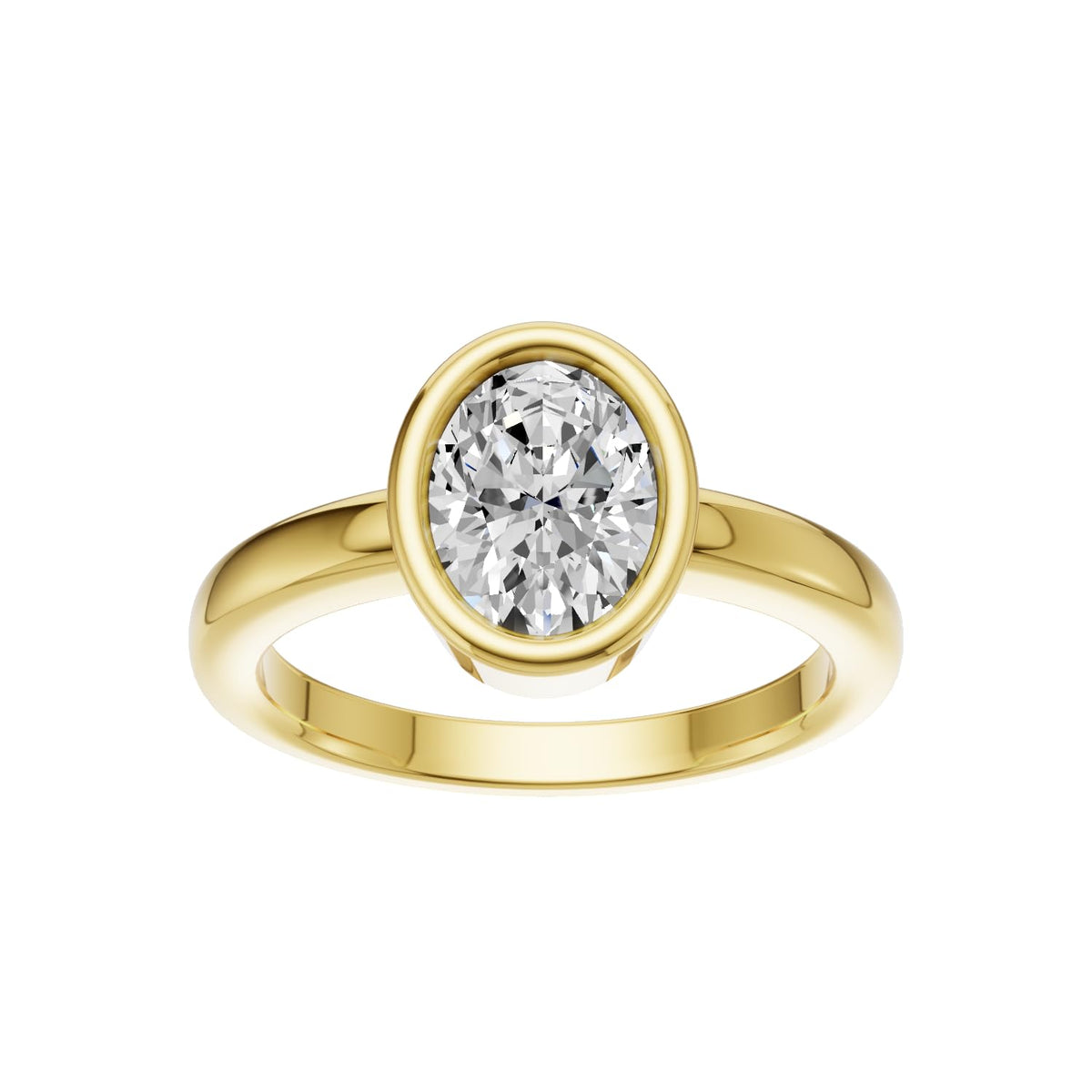14K Yellow Gold Bezel Set Oval Cut 4 Carat TW Lab Grown Diamond Ring for Women, E-F Color, VVS-VS Clarity (Ring Size: 9)