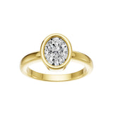 14K Yellow Gold Bezel Set Oval Cut 4 Carat TW Lab Grown Diamond Ring for Women, E-F Color, VVS-VS Clarity (Ring Size: 9)