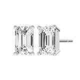 14K White Gold IGI Certified Lab Grown Diamond Solitaire Stud Earrings for Women 1.5 Carat Secure Push Back 4 Prong Emerald, D-E Color, VVS-VS Clarity