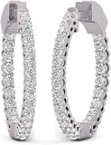 7CT TW Round Diamond In & Out Hoop Earrings in 14K White Gold  Classic and Elegant Jewelry for Women