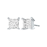 14K White Gold IGI Certified Lab Grown Diamond Solitaire Stud Earrings for Women 6 Carat Secure Push Back 4 Prong Princess, D-E Color, VVS-VS Clarity