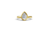 14K Yellow Gold Bezel Set Pear Cut 3 Carat TW Lab Grown Diamond Ring for Women, E-F Color, VVS-VS Clarity (Ring Size: 5)