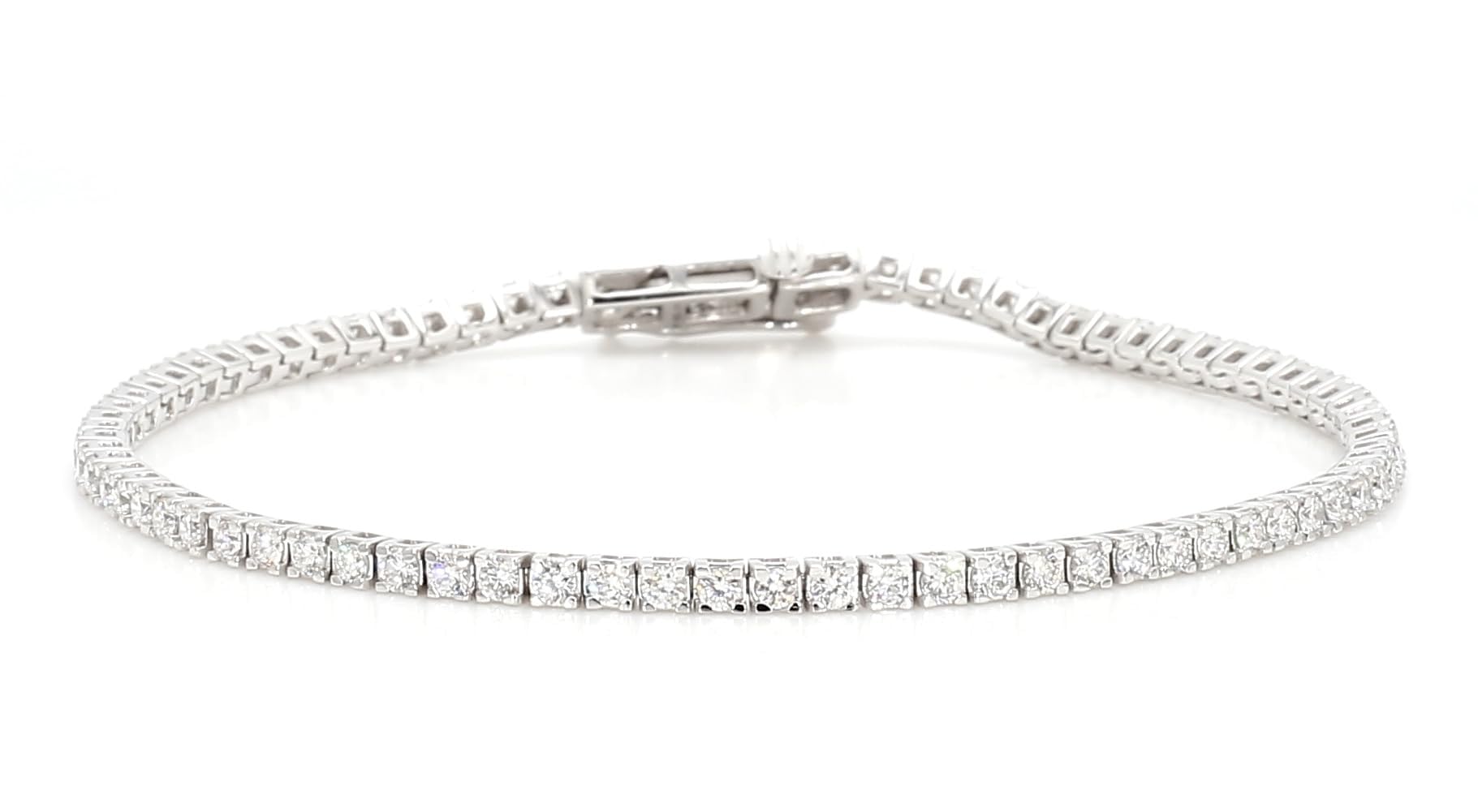 Lab-Grown Diamond Tennis Bracelet in 14K White Gold with 7-Inch Length for Women, Best Jewelry Gift ( CTTW 2 Diamond Size 1.7 mm ) ( Color E-F, Clarity VVS-VS)
