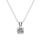 1 Carat IGI Certified Round Cut Lab Grown Diamond 4 Prong Pendant Necklace 18" 14K White Gold - Valentine Day Jewelry Gifts for Womens or Her, F-G Color, VVS-VS Clarity