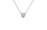 14K White Gold 1 Carat TW LAB-GROWN Bezel Pear Diamond Pendant Necklace 4 Prong Value Collection (E-F Color VVS-VS Clarity)