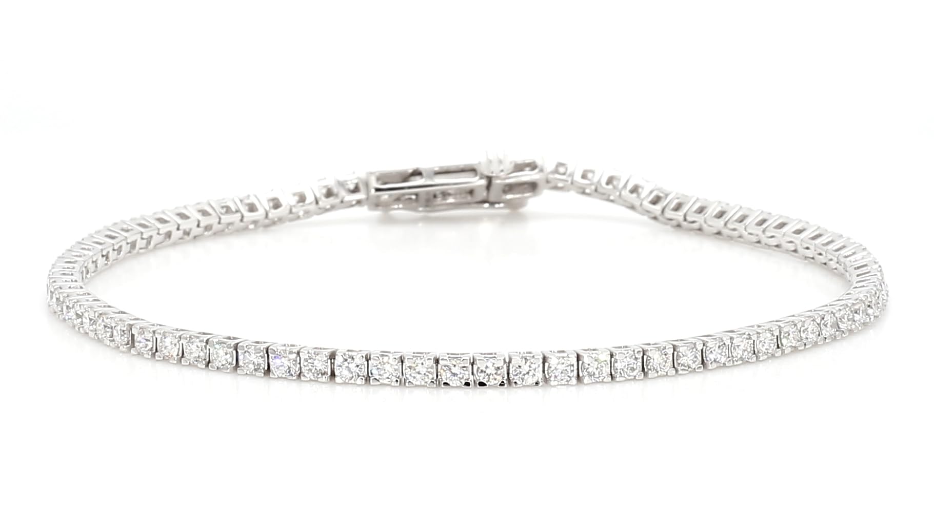 Round Shape Lab Grown Diamonds (3 Carat TW) Tennis Bracelet for Women in 14K White Gold - 7 Inches Long (Color F-G, Clarity VVS-VS)