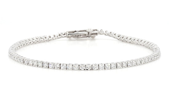 Round Shape Lab Grown Diamonds (3 Carat TW) Tennis Bracelet for Women in 14K White Gold - 7 Inches Long (Color F-G, Clarity VVS-VS)