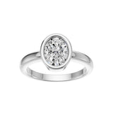 14K White Gold Bezel Set Oval Cut 2 Carat TW Lab Grown Diamond Ring for Women, E-F Color, VVS-VS Clarity (Ring Size: 10)