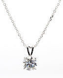 2 Carat TW GIA Certified Round Cut Lab Grown Diamond Pendant Necklace 18" 14K White Gold D-E Color, VVS-VS Clarity