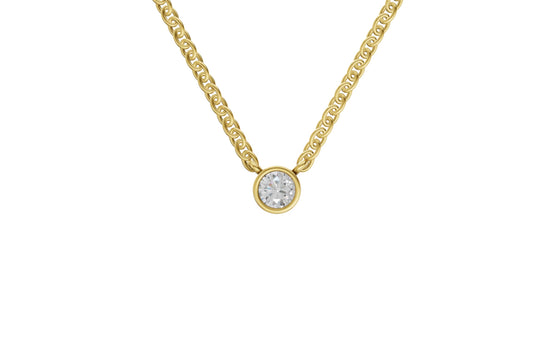 14K Yellow Gold 2 Carat TW LAB-GROWN Bezel Round Diamond Pendant Necklace 4 Prong Value Collection (E-F Color VVS-VS Clarity)