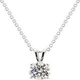THE REAL DEAL FOR YOU 1.5 Carat TW Lab Grown Round Cut IGI Certified Diamond 4 Prong Pendant Necklace 18" 14K Yellow Gold - D-E Color, VVS-VS Clarity