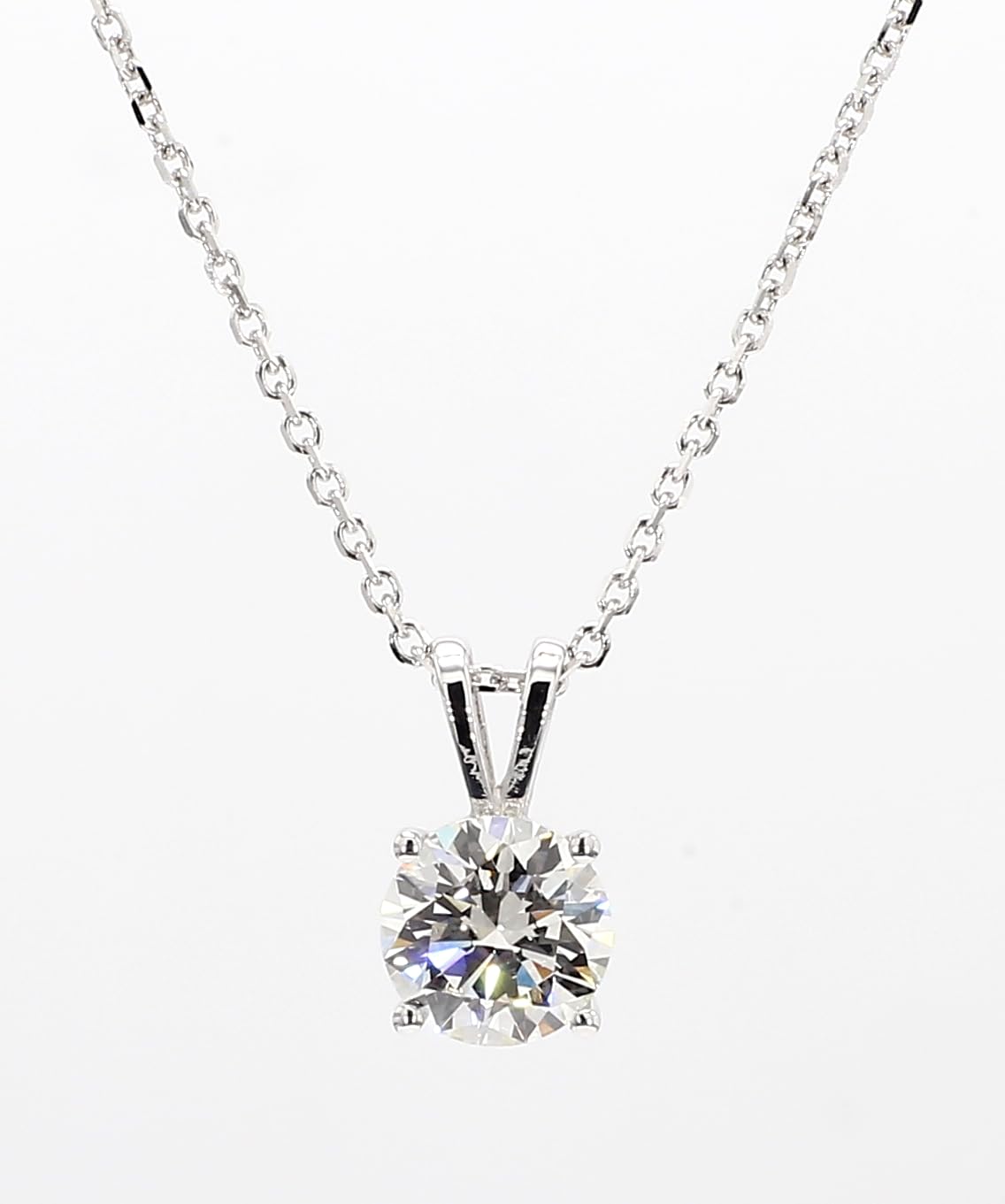 THE REAL DEAL FOR YOU 1 Carat TW IGI Certified Round Cut Lab Grown Diamond Pendant Necklace 18" 14K White Gold - D-E Color, VVS-VS Clarity 4 Prong