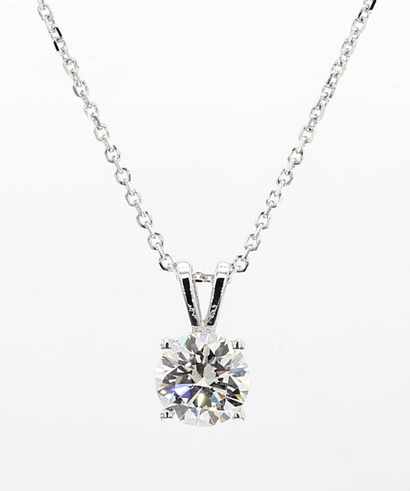 THE REAL DEAL FOR YOU 1 Carat TW IGI Certified Round Cut Lab Grown Diamond Pendant Necklace 18" 14K White Gold - D-E Color, VVS-VS Clarity 4 Prong