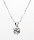 THE REAL DEAL FOR YOU 1 Carat TW IGI Certified Round Cut Lab Grown Diamond Pendant Necklace 18" 14K White Gold - D-E Color, VVS-VS Clarity 4 Prong