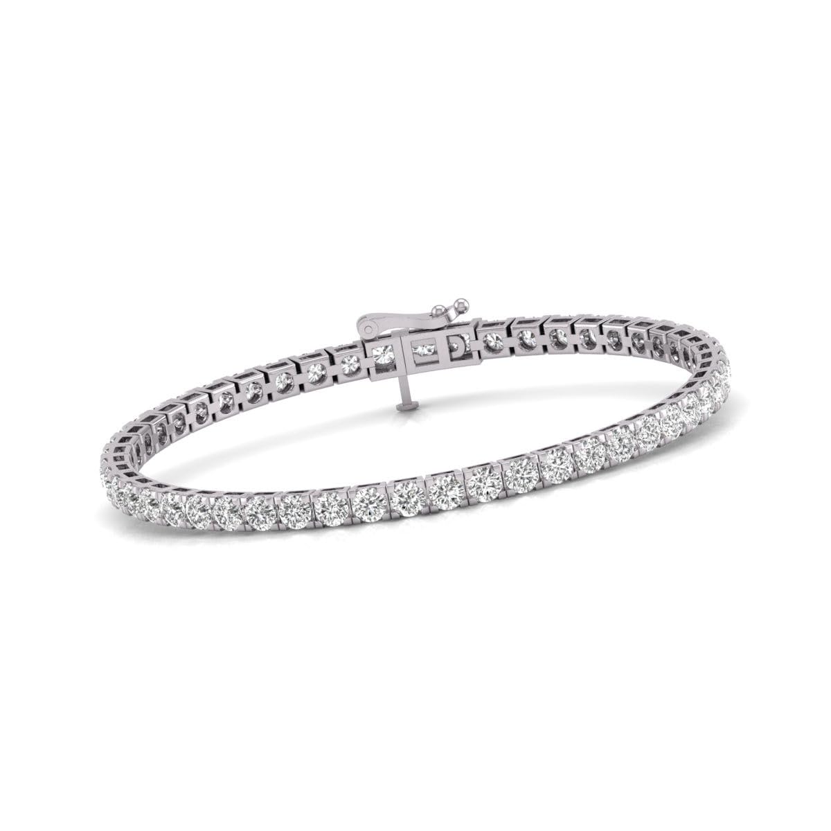 Round Shape Lab Grown Diamonds (7 Carat TW) Tennis Bracelet for Women in 14K White Gold, 7 Inches Long (Color F-G, Clarity VVS-VS)