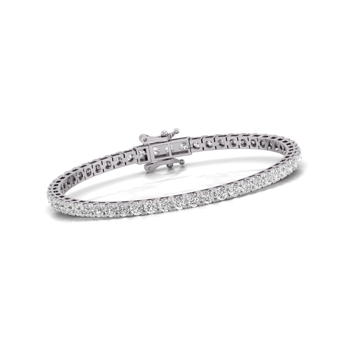 Round Shape Lab Grown Diamonds (5 Carat TW) Tennis Bracelet for Women in 14K White Gold, 7 Inches Long (Color F-G, Clarity VVS-VS)