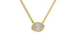 14K Yellow Gold 3 Carat TW LAB-GROWN Bezel Oval Diamond Pendant Necklace 4 Prong Value Collection (E-F Color VVS-VS Clarity)