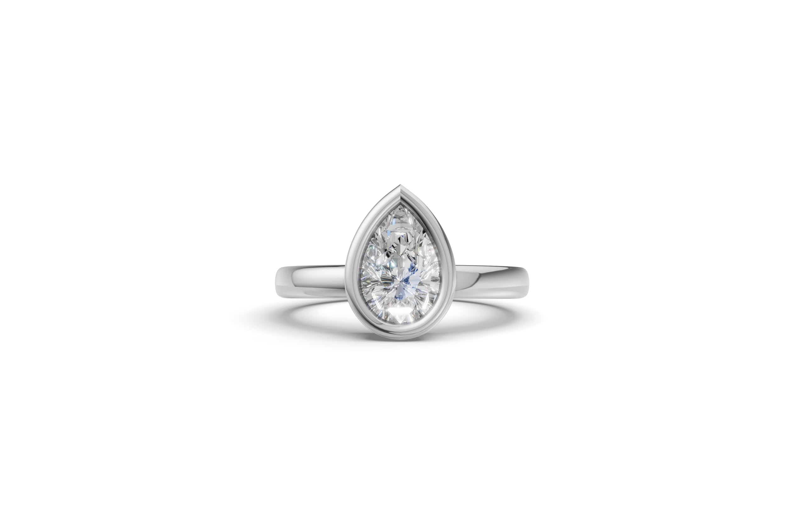 14K White Gold Bezel Set Pear Cut 5 Carat TW Lab Grown Diamond Ring for Women, E-F Color, VVS-VS Clarity (Ring Size: 8.5)