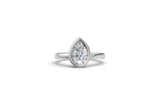 14K White Gold Bezel Set Pear Cut 3 Carat TW Lab Grown Diamond Ring for Women, E-F Color, VVS-VS Clarity (Ring Size: 10)