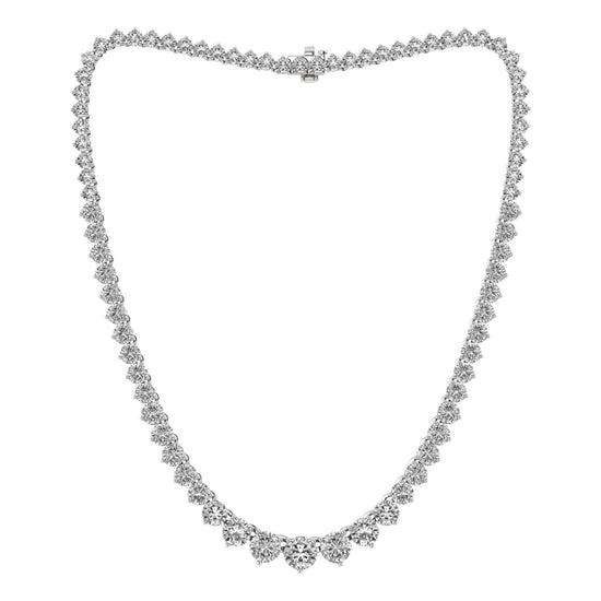 14K White Gold Round Cut Lab-Grown 26 Carat TW Riviera Graduated Diamond Tennis Necklace 16" Gold Chain (E-F Color, VS Clarity) Prong Setting, A Graceful Gift