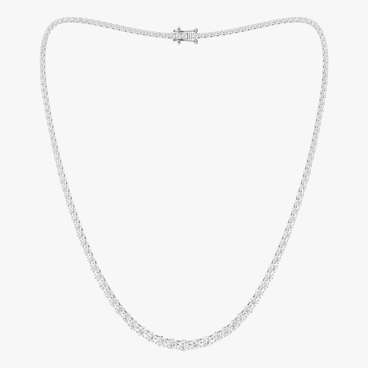 Lab-Grown Diamonds Graduated Tennis Necklace with 16" Gold Chain 8 to 27 Carat TW, E-F Color, VS Clarity) Prong Setting