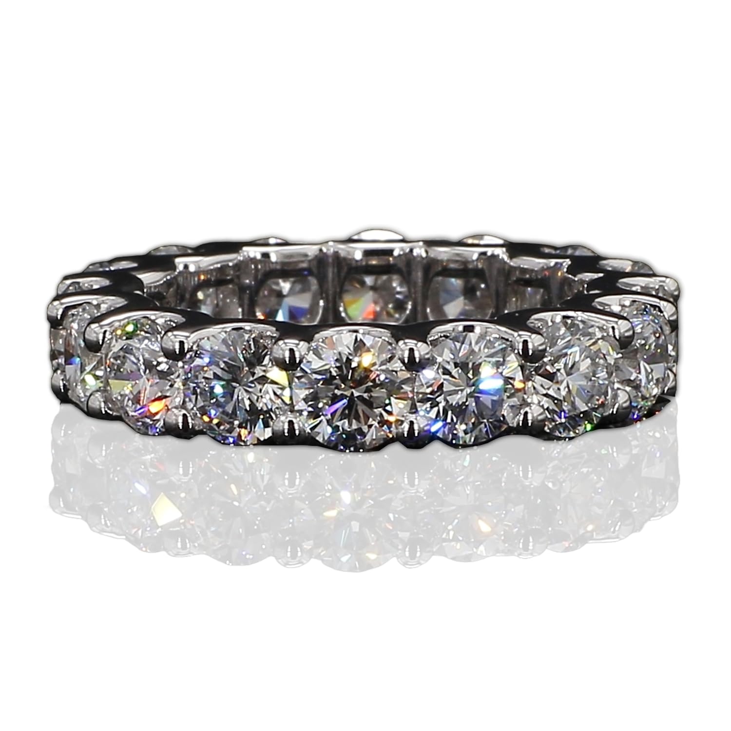14K White Gold Lab Grown Diamond Eternity Band 0.25 Pointer each for Women, Wedding Anniversary Stackable Ring Band 3.75 to 5 Carat TW (F-G Color, VVS-VS Clarity)