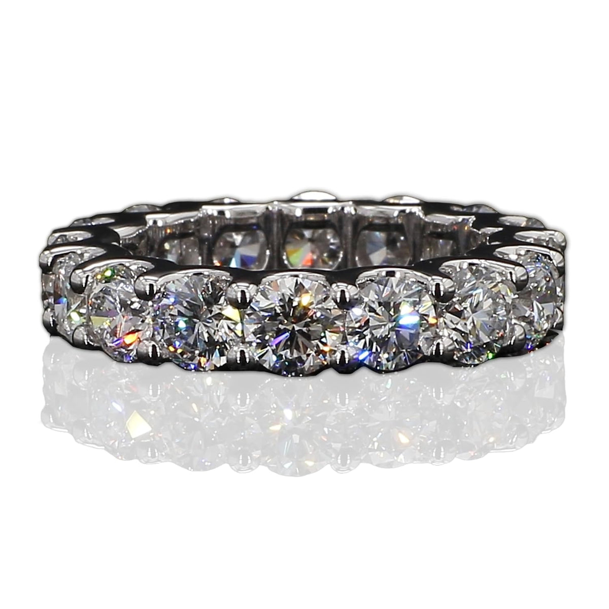 14K White Gold Lab Grown Diamond Eternity Band 0.25 Pointer each for Women, Wedding Anniversary Stackable Ring Band 3.75 to 5 Carat TW (F-G Color, VVS-VS Clarity)