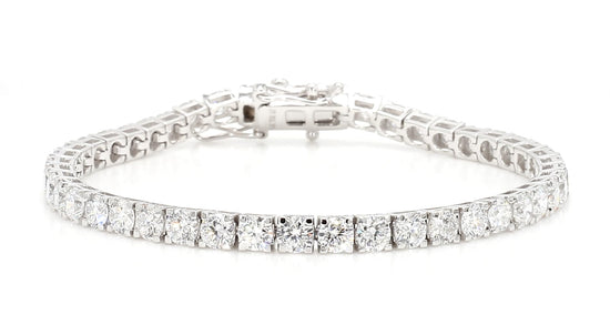 Round Shape Lab Grown Diamonds (10 Carat TW) Tennis Bracelet for Women in 14K White Gold - 7 Inches Long (Color F-G, Clarity VVS-VS)