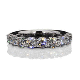 14K White Gold 1.5 Carat TW Lab Grown 9 Stone U Prong Round Cut Diamond Half Eternity Ring Size - 6