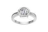 14K White Gold Bezel Set Round Cut 2 Carat TW Lab Grown Diamond Ring for Women, E-F Color, VVS-VS Clarity (Ring Size: 8.5)