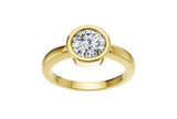 14K Yellow Gold Bezel Set Round Cut 1 Carat TW Lab Grown Diamond Ring for Women, E-F Color, VVS-VS Clarity (Ring Size: 4)