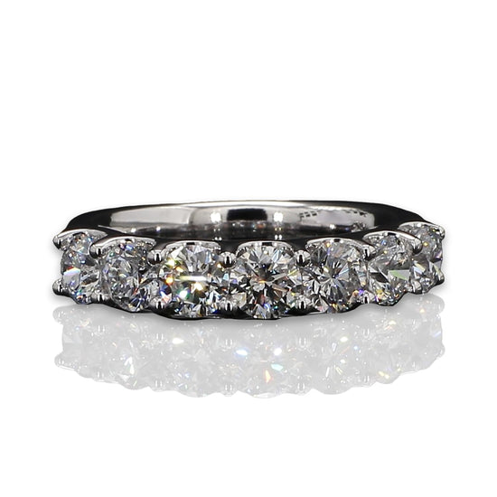 14K White Gold 2 Carat TW Lab Grown 7 Stone U Prong Round Cut Diamond Half Eternity Ring Size - 9.5