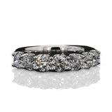 14K White Gold 2 Carat TW Lab Grown 7 Stone U Prong Round Cut Diamond Half Eternity Ring Size - 9.5