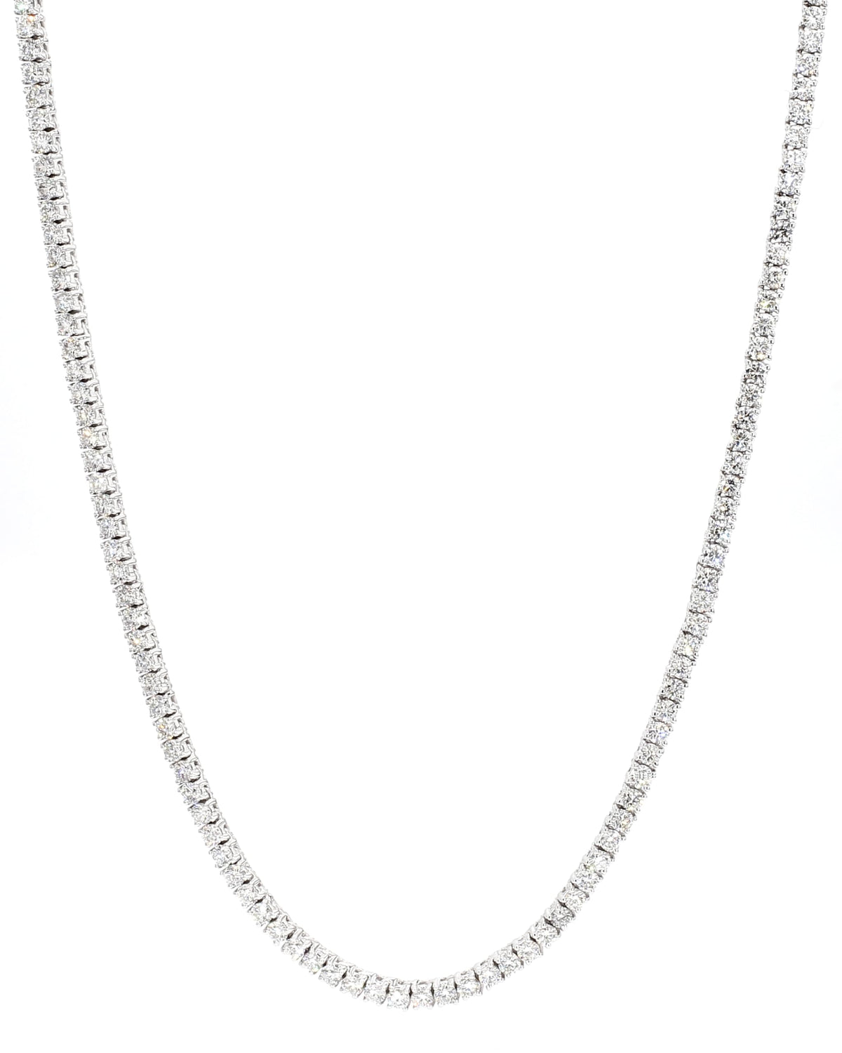 Lab Grown Round Shape Diamonds (7 Carat TW) Tennis Necklace for Women in 14K White Gold Comes with 18 inches Chain (Color F-G, Clarity VVS-VS)