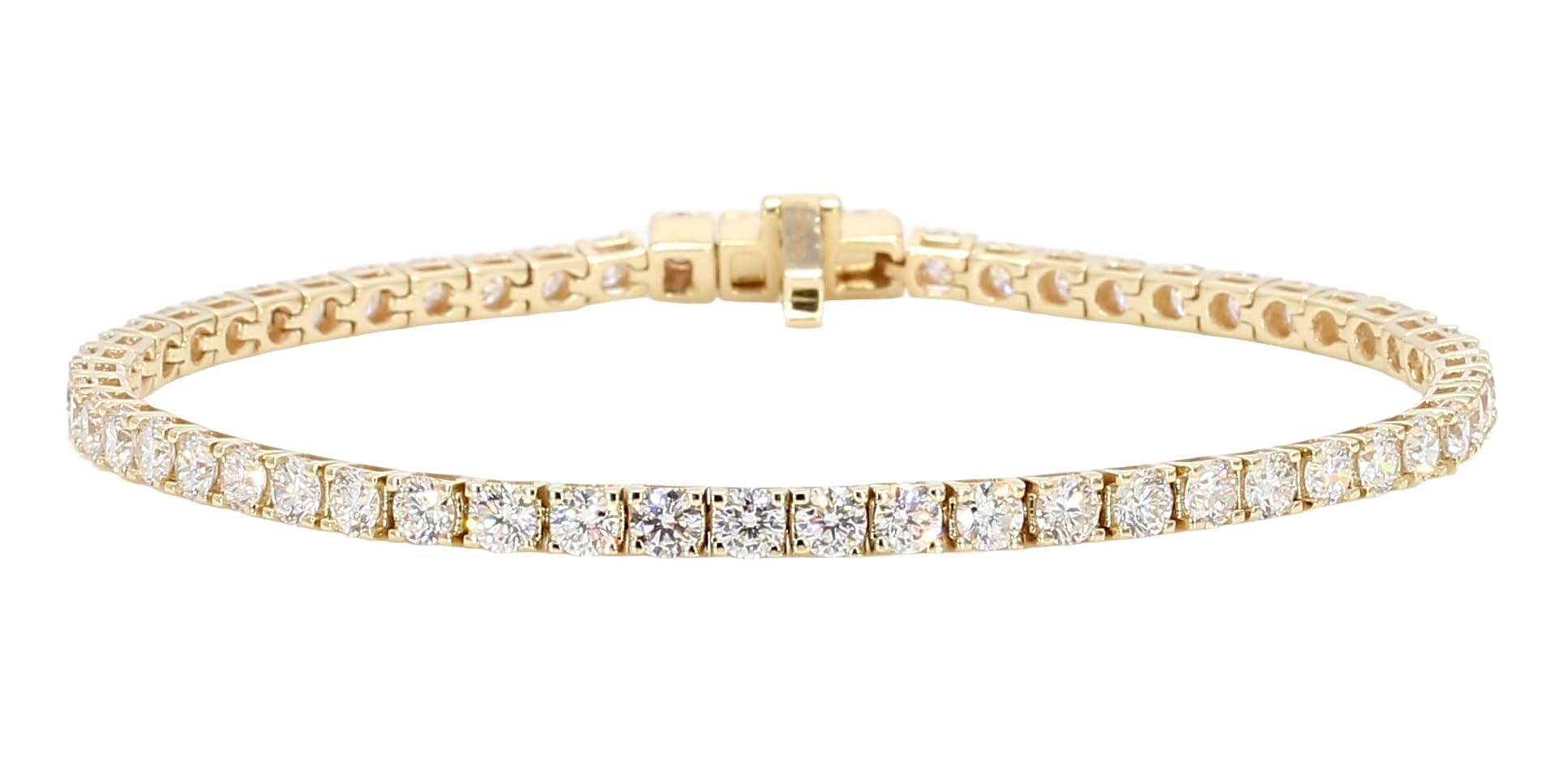 1 Carat TW Round Cut Lab Grown Diamond Tennis Bracelet for Women in 14K Yellow Gold - 7 Inches Long - Pleasant Jewelry Gift for Her (Color F-G, Clarity VVS-VS)
