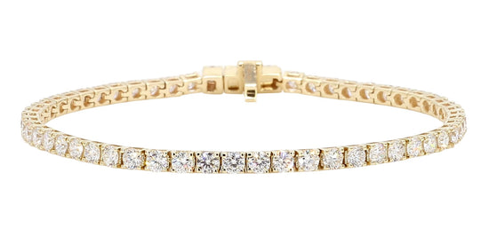 1 Carat TW Round Cut Lab Grown Diamond Tennis Bracelet for Women in 14K Yellow Gold - 7 Inches Long - Pleasant Jewelry Gift for Her (Color F-G, Clarity VVS-VS)