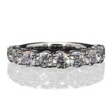 14K White Gold 1 Carat TW Lab Grown 9 Stone Round Cut Diamond Half Eternity Ring Size - 6.5