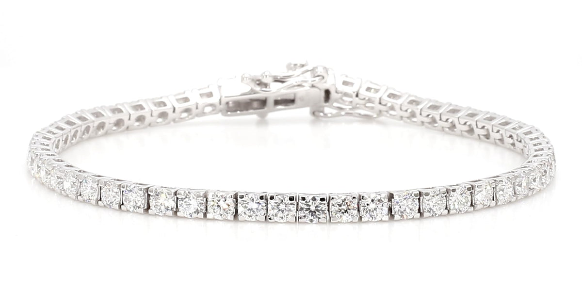 14K White Gold Lab Grown Diamond Tennis Bracelet for Women - Round Cut Diamonds 7 Inches Bracelet - Valentine Day Jewelry Gift for Womens, Her, Wedding, E-F Color, VS1 Clarity